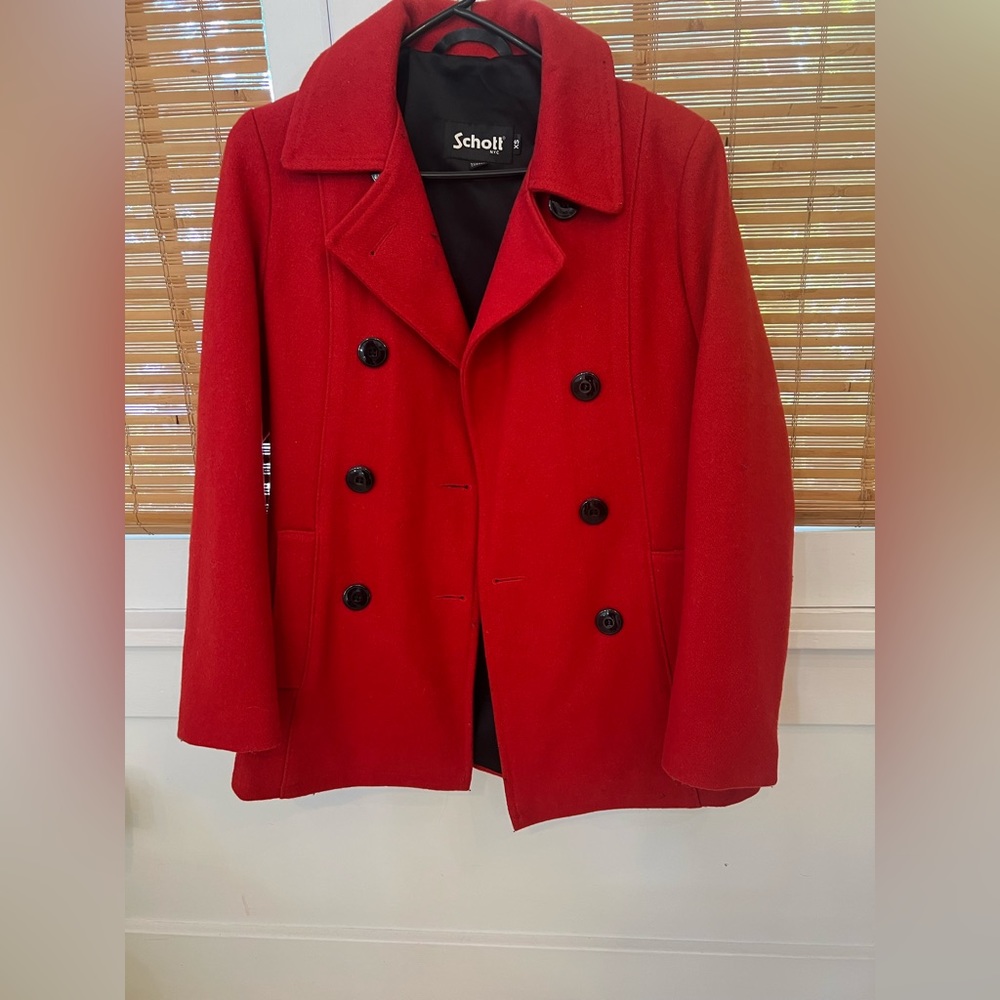 Red Schott peacoat, size xs